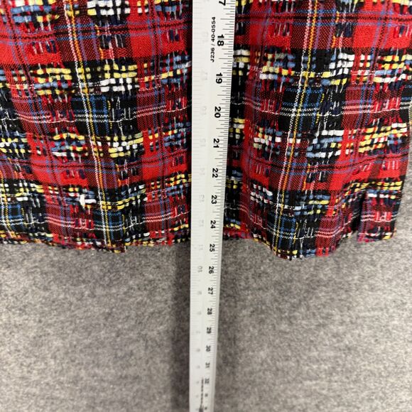 STS Blouse Women L Large Red Plaid Sleeveless Button Round Neck Lined Casual - Picture 4 of 7